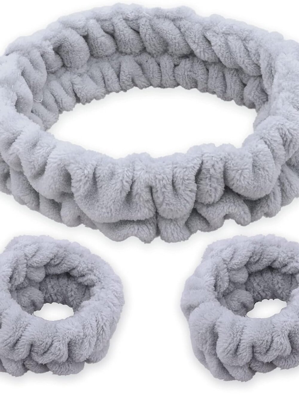 Spa Headband and Wristbands for Face Washing, Fuzzy Skincare Make Up Headbands S